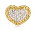 An 18 Karat Gold Diamond and Yellow Sapphire Heart Pendant