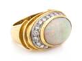A Yellow Gold Opal and Diamond Ring