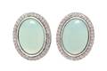 A Pair of Sterling Silver Aqua Chalcedony and Diamond Albion Earclips David Yurman