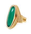 A Yellow Gold and Dyed Green Chalcedony Ring