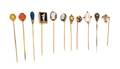 A Collection of Antique Gold Enamel and Multigem Stickpins