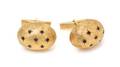 A Pair of 14 Karat Yellow Gold and Sapphire Cufflinks