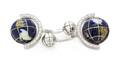 A Pair Sterling Silver and Multigem Articulated Globe Motif Cufflinks Tateossian