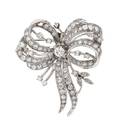 A White Gold and Diamond Bow Motif PendantBrooch