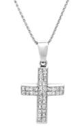 A 14 Karat White Gold and Diamond Cross Pendant
