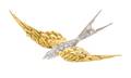 An 18 Karat Bicolor Gold and Diamond Bird Motif Brooch