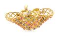 An 18 Karat Yellow Gold Diamond Ruby Sapphire and Emerald Basket Motif Brooch