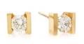 A Pair of Yellow Gold and Diamond Stud Earrings