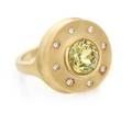 An 18 Karat Yellow Gold Mali Garnet and Diamond Ring