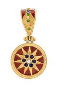 An 18 Karat Yellow Gold Polychrome Enamel and Diamond Pendant Italian