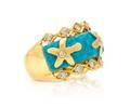 An 18 Karat Yellow Gold Enamel and Diamond Ring