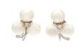 A Pair of White Gold Cultured Pearl and Diamond Screwback Earrings