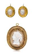 An Antique Agate Cameo Demi Parure