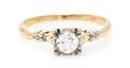 A 14 Karat Yellow Gold White Gold and Diamond Ring