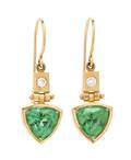 A Pair of Yellow Gold Tourmaline and Diamond Earrings