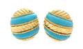 A Pair of 18 Karat Yellow Gold and Enamel Earclips