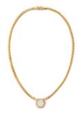 A 14 Karat Yellow Gold and Diamond Necklace