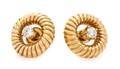 A Pair of Yellow Gold and Diamond Convertible Earrings