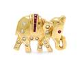 A Yellow Gold Diamond and Ruby Elephant Brooch