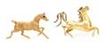 A Collection of Gold Horse Brooches