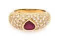 An 18 Karat Yellow Gold Ruby and Diamond Ring