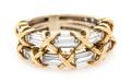 A Bicolor Gold and Diamond Crisscross Ring