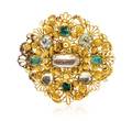 A Georgian Yellow Gold Emerald Hardstone and Paste Brooch Circa 1830