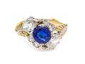 An Edwardian Platinum Topped Gold Sapphire and Diamond Ring