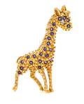 An 18 Karat Yellow Gold Sapphire and Emerald Giraffe Brooch Tiffany  Co