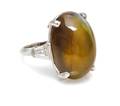 A Platinum Cats Eye Chrysoberyl and Diamond Ring
