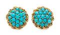 A Pair of Yellow Gold and Turquoise Earclips Cartier