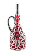 Art Nouveau Cut Glass Decanter w Silver Overlay