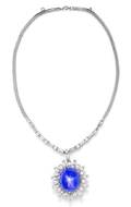 A Platinum Star Sapphire and Diamond Necklace