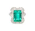 A Platinum Emerald and Diamond Ring Tiffany  Co
