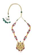 A Mughal Style 22 Karat Yellow Gold Diamond Seed Pearl Polychrome Enamel and Multigem Diamond Necklace