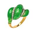 An 18 Karat Yellow Gold Enamel and Diamond Ring Italian
