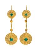 A Pair of 18 Karat Yellow Gold and Emerald Earrings Lalaounis