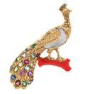 A Yellow Gold and Multigem Peacock Brooch
