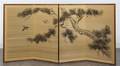 A Japanese Painted Silk FourPanel Screen