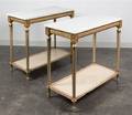 A Pair of Louis XVI Style Painted and Parcel Gilt Console Tables