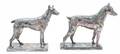 Two Silvered Metal Models of Dobermans