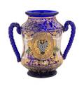 A Continental Enameled Cobalt Glass TwoHandled Cup