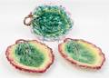 A Set of Three Majolica Leaf Form Dishes