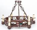A Gothic Revival Wrought Iron SixLight Fixture
