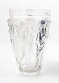 A Lalique Style Molded Glass Vase
