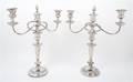 A Pair of English SilverPlate Three Light Candelabra