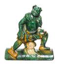 A Sancai Glazed Pottery Figural Roof Tile