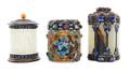 A Group of Three Enameled Hardstone and Gilt Silver Vessels