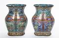 A Pair of Chinese Cloisonne Lobed Vases