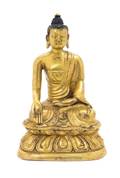 A SinoTibetan Gilt Bronze Figure of Buddha Shakyamuni